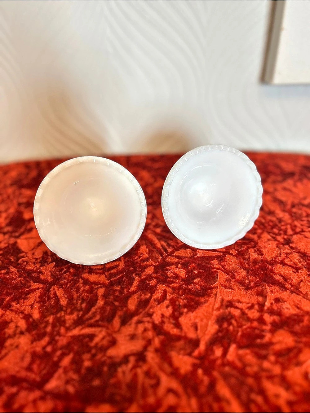 Set of 2 Hobnail Milkglass candle holders
